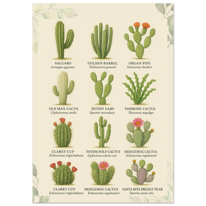 Cactus Classification Chart Types of Cactus | Botanical Chart | Modern Botanical Wall Ar... – Bye ...